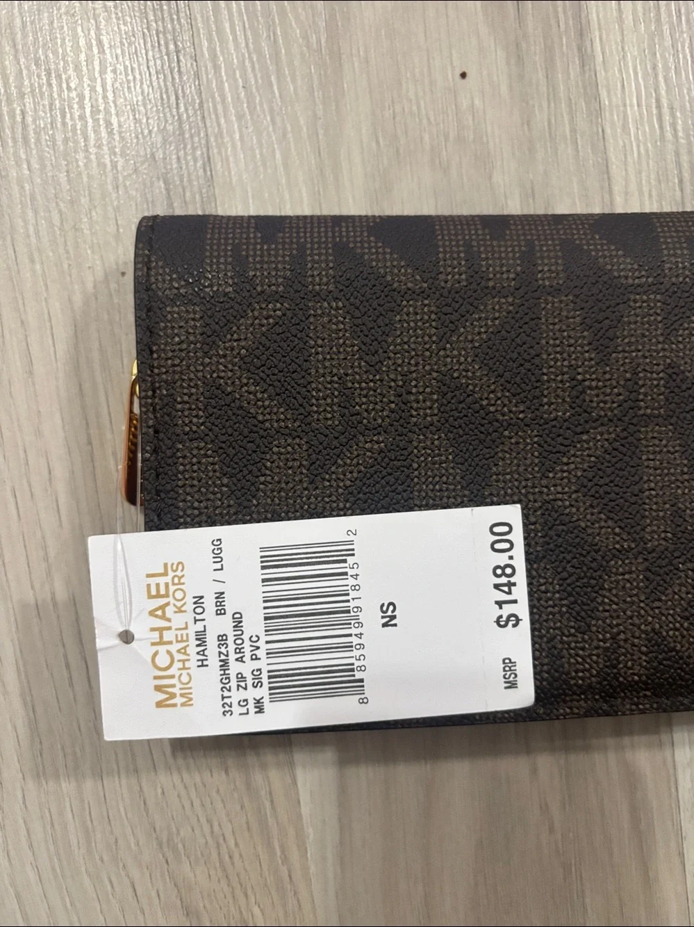Michael Kors Brown Signature Coated Canvas Zip Around Wallet